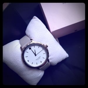 Kate spade metro slim taupe leather strap watch